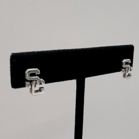 DAYNA U Sterling Silver USC Trojans Interlocking “SC” Earrings - Picture 1 of 13